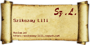 Szikszay Lili névjegykártya